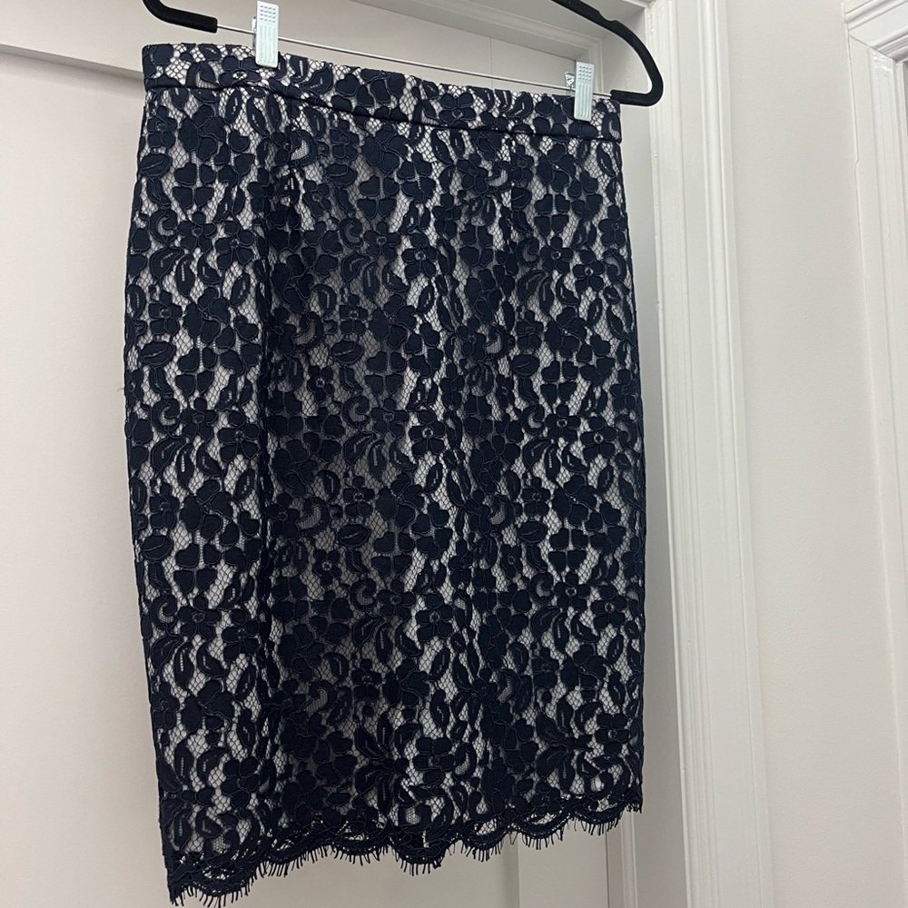 LK Bennett navy blue lace skirt